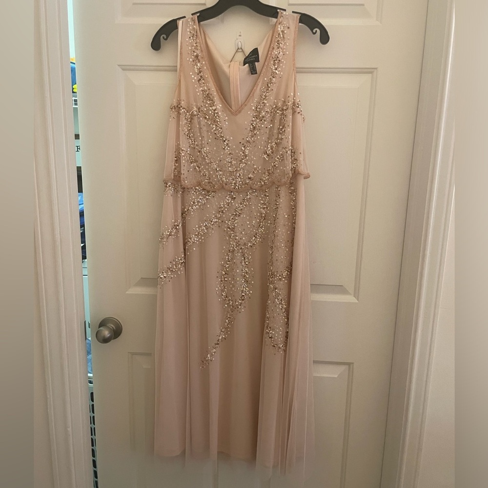 Adrianna Papell Beaded tea-length gown